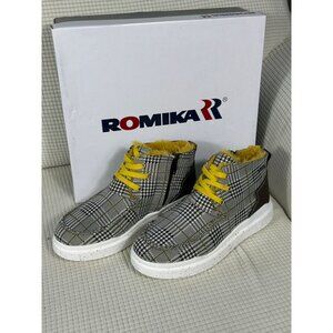 Romika Helsinki 02 Black Yellow Faux Fur Boot Sneakers Shoes EU 37, US 6-6.5, NW